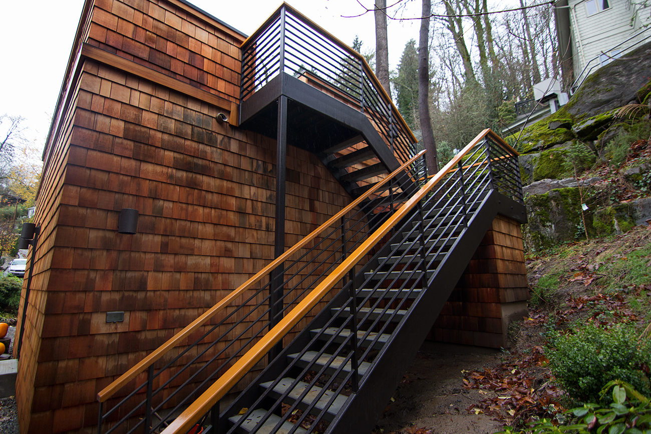 Portland Garage Addition Custom Fabricated Stairs